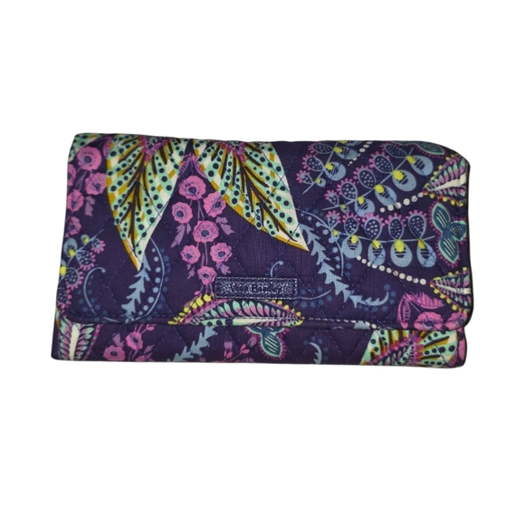 Floral Purse Tote Vera Bradley Tote Bag & Matching Wallet "Batik Leaves" - Picture 6 of 9